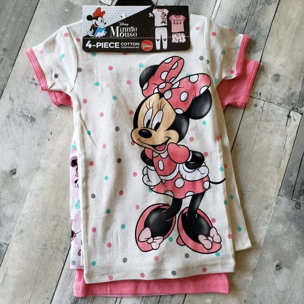 NWT - Minnie Mouse  Kids' 4-piece Cotton Pajamas - Size 2T